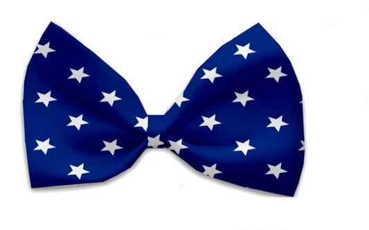 Blue with White Stars Bow Tie Collar Accessory - Trendy Dog Boutique