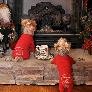 Christmas Red Santa's Lil' Helper Embroidered Pajamas - Trendy Dog Boutique