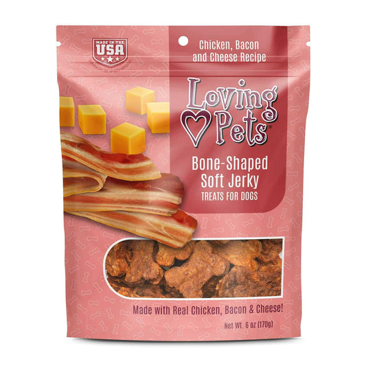 Bacon & Cheese Soft Jerky Dog Treats, Front of Bag - Trendy Dog Boutique