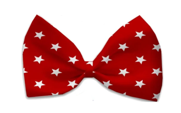 Red with White Stars Bow Tie Collar Accessory - Trendy Dog Boutique