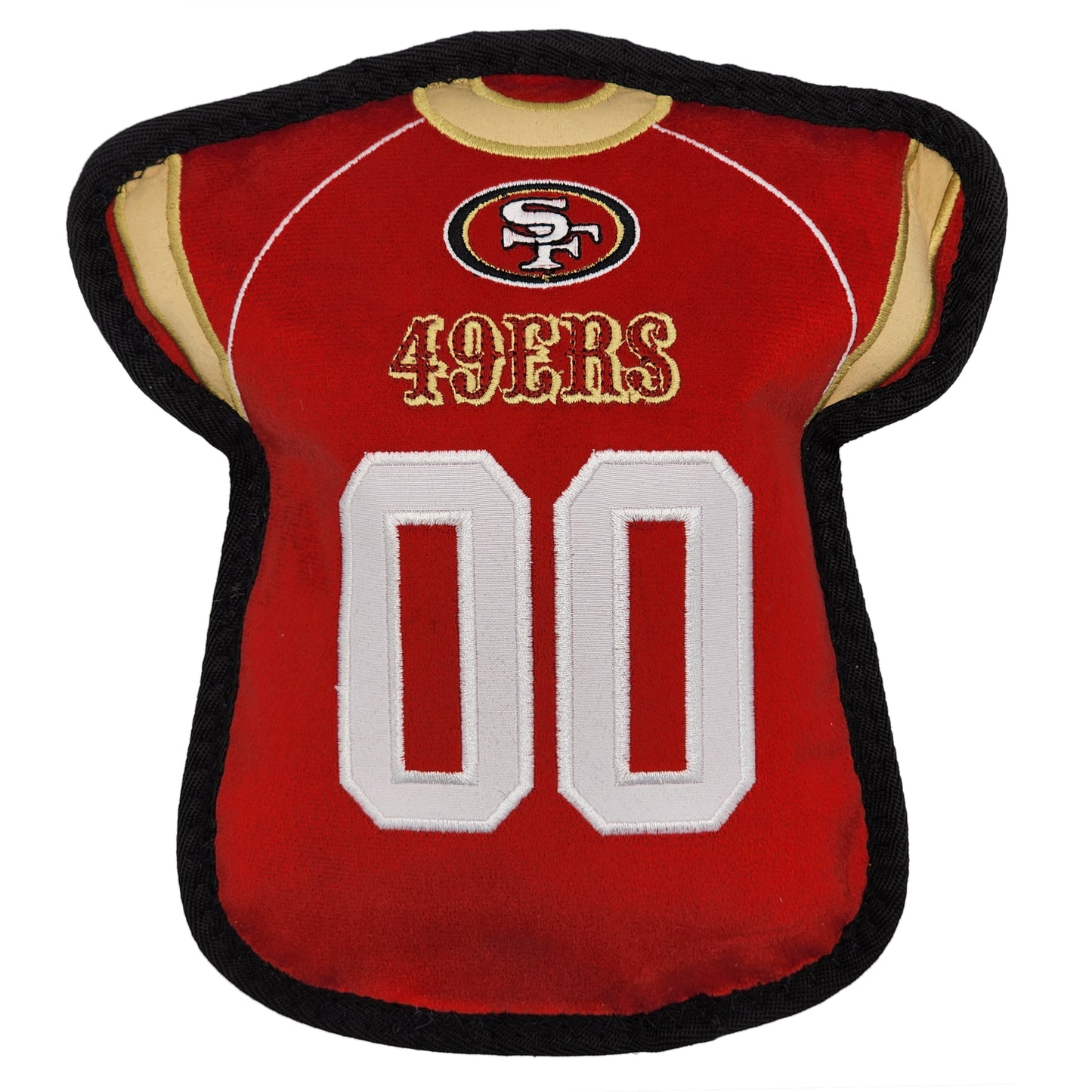 San Francisco 49ers Jersey Tough Dog Toy, Front View - Trendy Dog Boutique