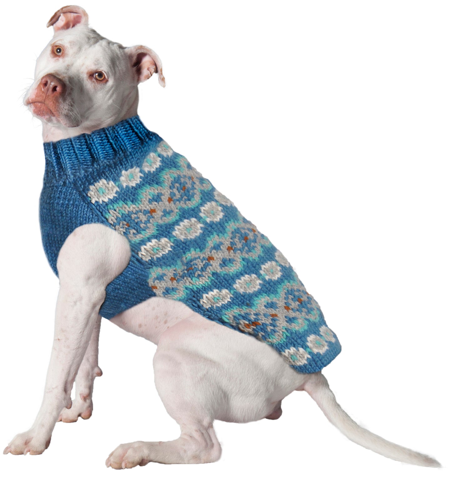 Alpaca Teal Fairisle Dog Sweater - Trendy Dog Boutique