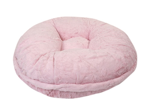 Light Pink Mink Round Dog Bed, Side View - Trendy Dog Boutique