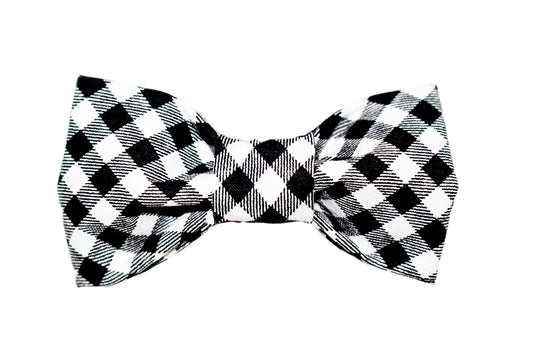 Black and White Gingham Bow Tie - Trendy Dog Boutique