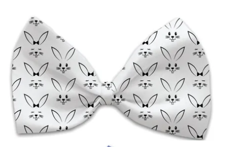 Bunny Face Dog Bow Tie, Front View - Trendy Dog Boutique