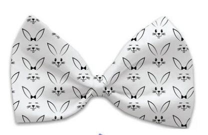 Bunny Face Dog Bow Tie, Front View - Trendy Dog Boutique