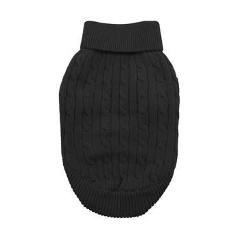Combed Cotton Cable Knit Dog Sweater, Black, Back View - Trendy Dog Boutique