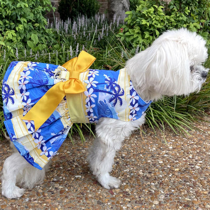Catching Waves Dog Harness Dress, Side View, On Dog - Trendy Dog Boutique