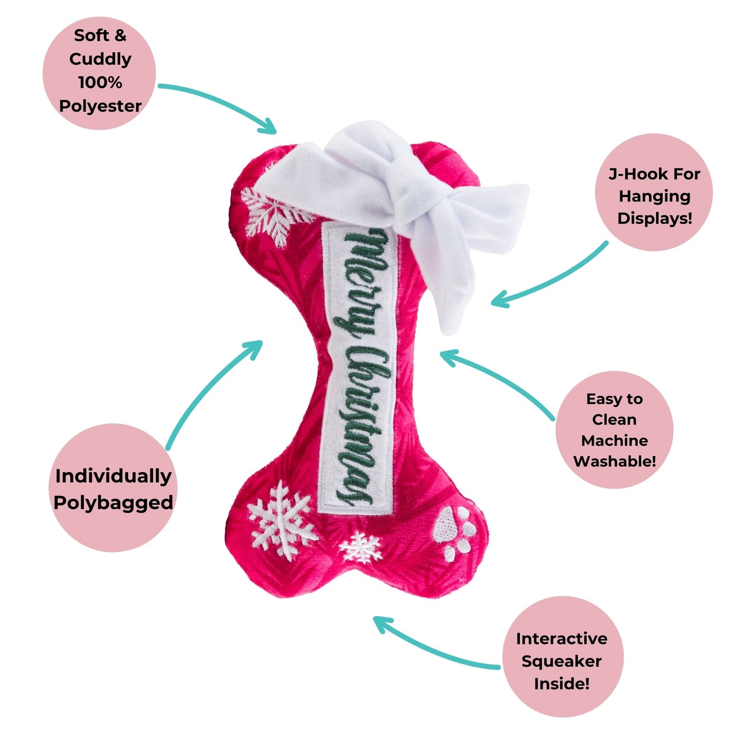 Merry Christmas Puppermint Bone Toy - Trendy Dog Boutique