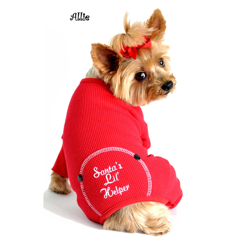 Christmas Red Santa's Lil' Helper Embroidered Pajamas - Trendy Dog Boutique