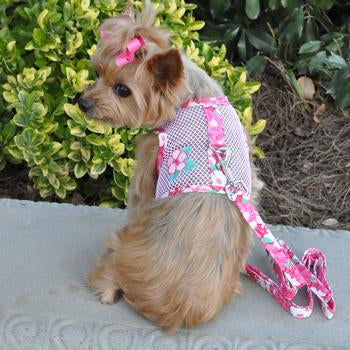 Cool Mesh Dog Harness Hawaiian Hibiscus Pink - Trendy Dog Boutique