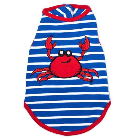 Blue Stripe Crab Dog T-Shirt - Trendy Dog Boutique