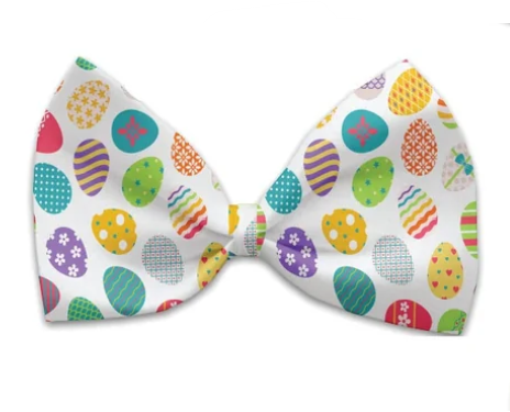 Easter Eggs Dog Bow Tie, Front View - Trendy Dog Boutique
