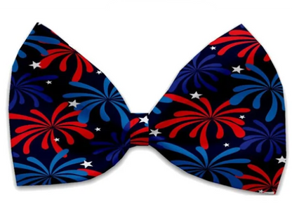 Fireworks Dog Bow Tie, Front View - Trendy Dog Boutique