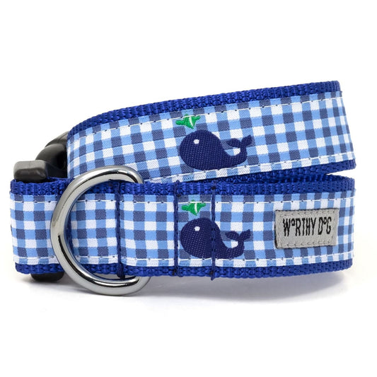 Gingham Whales Collar - Trendy Dog Boutique