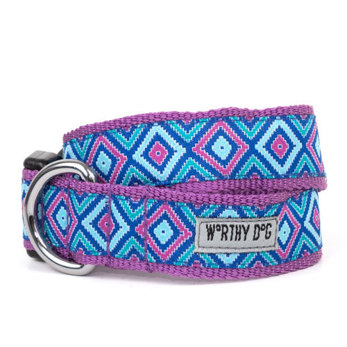 Purple and Blue Graphic Diamond Collar - Trendy Dog Boutique