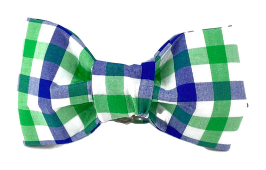 Green and Blue Plaid Bowtie - Trendy Dog Boutique