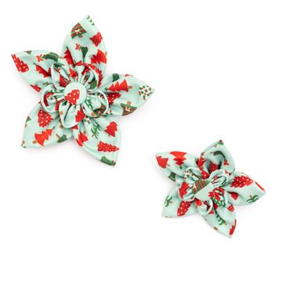 Green Holiday Trees Flower Bow - Trendy Dog Boutique