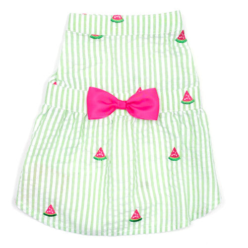 Green Stripe Watermelon Doggie Dress - Trendy Dog Boutique