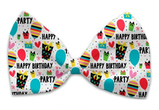 Happy Birthday Dog Bow Tie, Front View - Trendy Dog Boutique