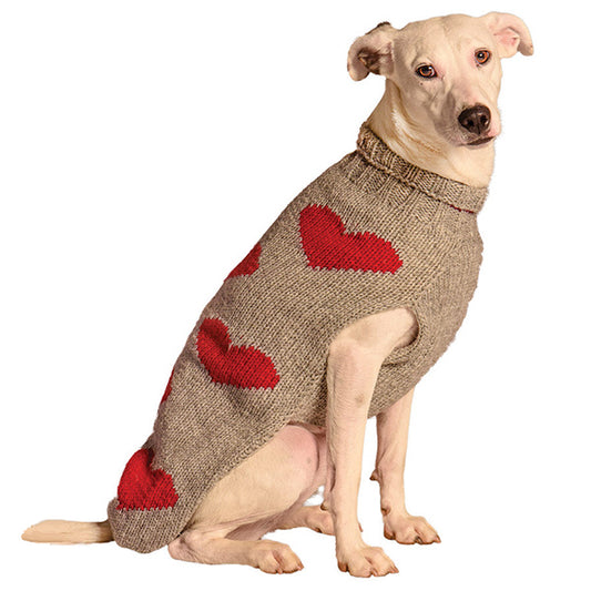 Red Hearts Dog Sweater - Trendy Dog Boutique