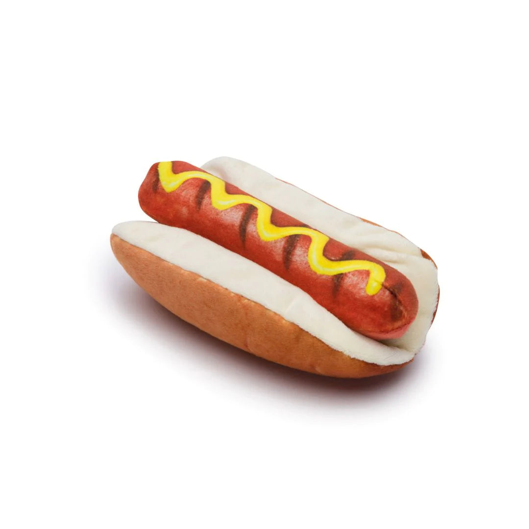 Hotdog Plush Dog Toy, Front View - Trendy Dog Boutique