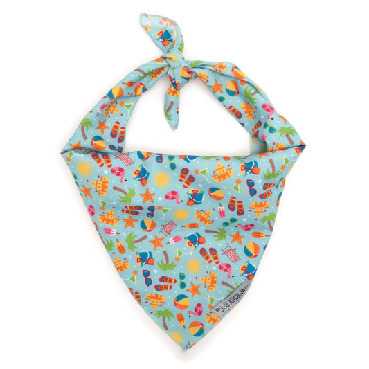 Lifes A Beach Dog Bandana, Front View, Tied - Trendy Dog Boutique