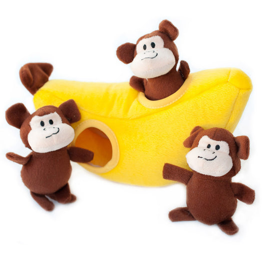 Monkey N Banana Interactive Dog Toy, Front View - Trendy Dog Boutique