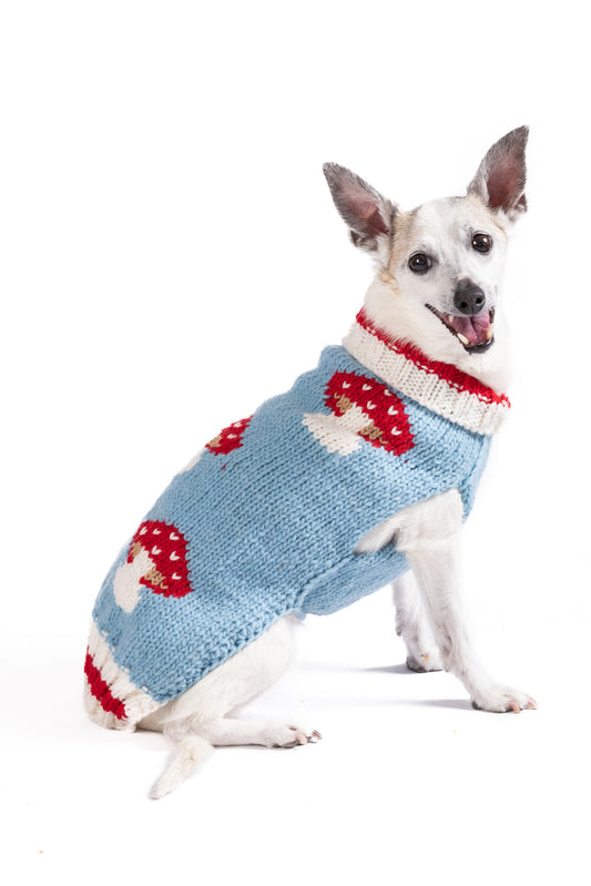 Blue Mushroom Dog Sweater - Trendy Dog Boutique