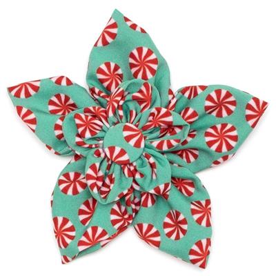 Peppermints Dog Flower Bow, Front View - Trendy Dog Boutique