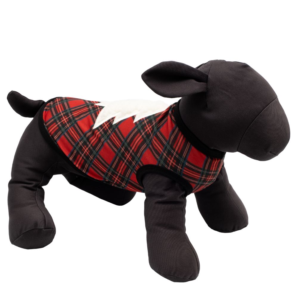 Plaid Christmas Tree Holiday Doggie Tee - Trendy Dog Boutique