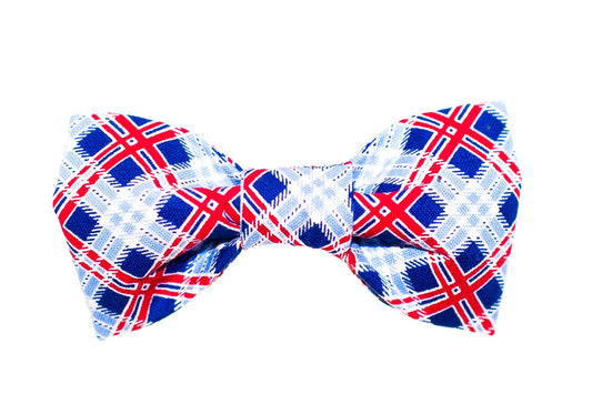 Red White and Blue Plaid Dog Bowtie - Trendy Dog Boutique