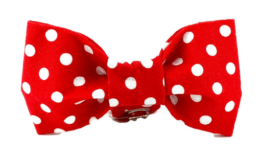 Red with White Dots Bowtie - Trendy Dog Boutique