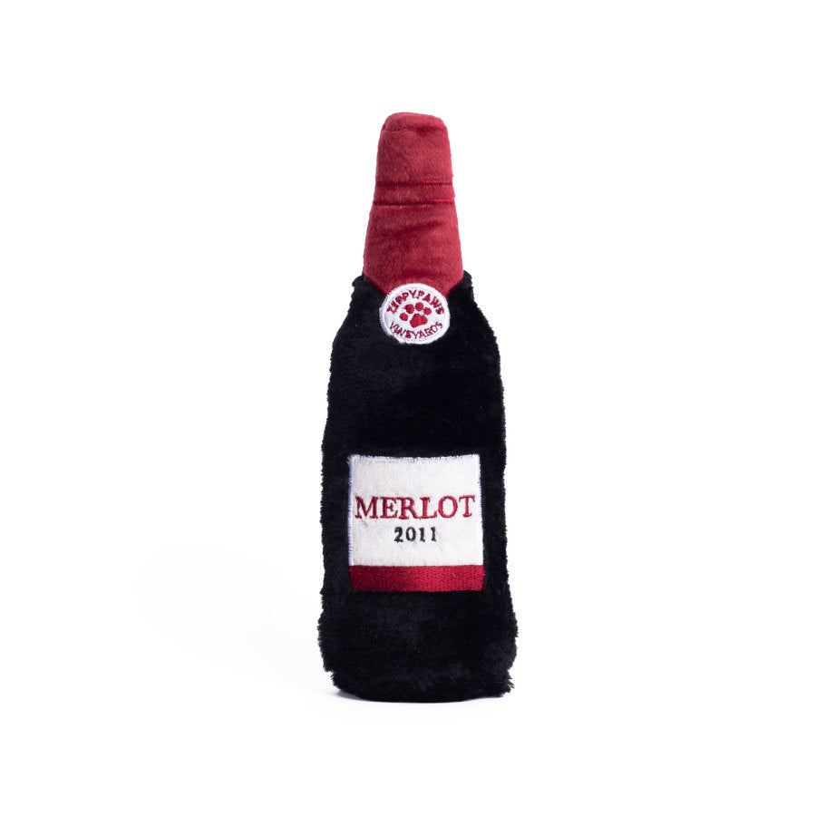 Happy Hour Crusherz Red Wine Dog Toy, Front View Close Up - Trendy Dog Boutique