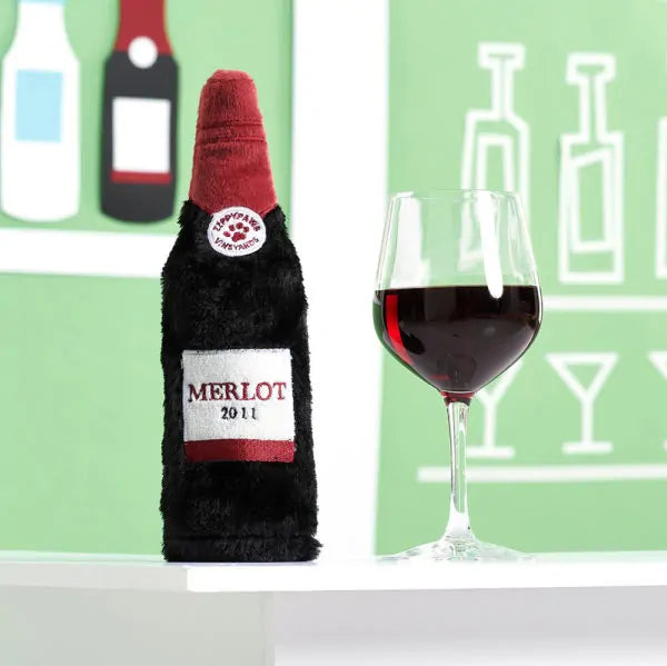 Happy Hour Crusherz Red Wine Dog Toy, Front View - Trendy Dog Boutique
