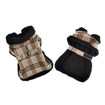 Sherpa-Lined Dog Harness Coat, In Brown and White  - Trendy Dog Boutique