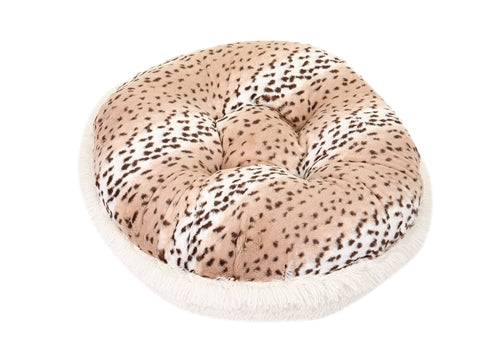 Snow Leopard Round Dog Bed - Trendy Dog Boutique