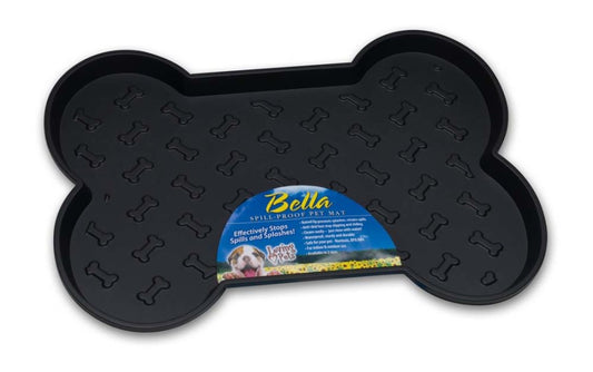 Spill-Proof Bone Shaped Dog Mat, Top View - Trendy Dog Boutique