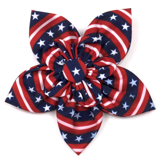Stars and Stripes Flower Pet Collar Accessory - Trendy Dog Boutique