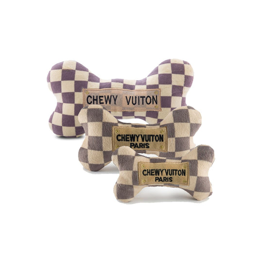 Chewy Vuiton Checker Plush Dog Toy, Size Reference - Trendy Dog Boutique