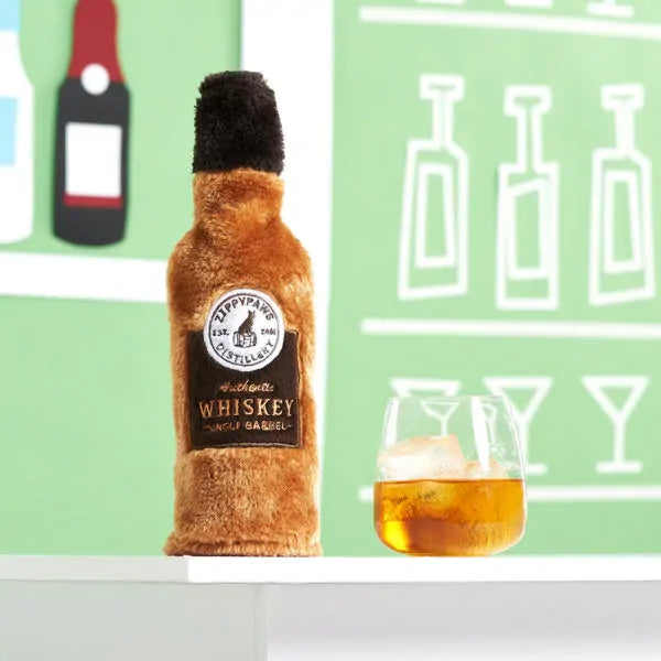 Happy Hour Crusherz Whiskey Dog Toy, Front View - Trendy Dog Boutique