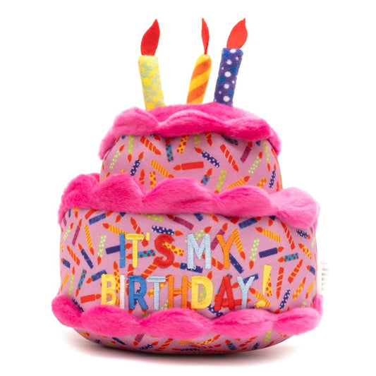 Birthday Cake Toy, Pink, Front - Trendy Dog Boutique