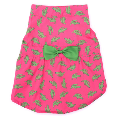 Pink and Green Alligator Doggie Dress - Trendy Dog Boutique
