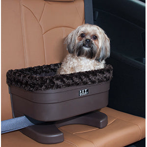 Pet Car Booster Seat, Chocolate, With Dog - Trendy Dog Boutique