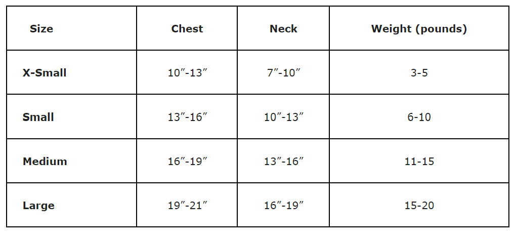 Cool Mesh Classic Red Dog Harness, Size Chart - Trendy Dog Boutique