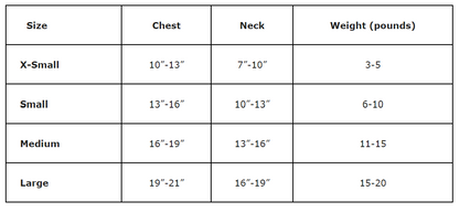 Cool Mesh Classic Red Dog Harness, Size Chart - Trendy Dog Boutique
