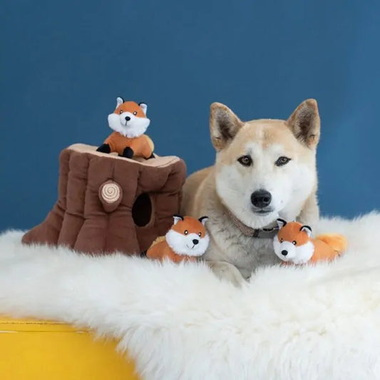 Fox Stump Interactive Dog Toy, With Dog - Trendy Dog Boutique