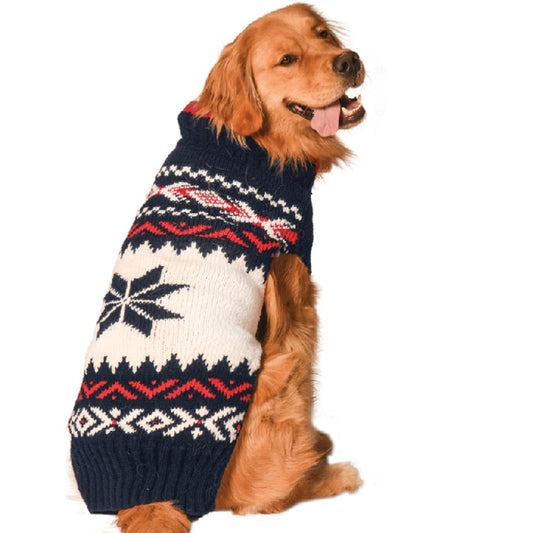 Navy Vail Dog Sweater, On Dog - Trendy Dog Boutique