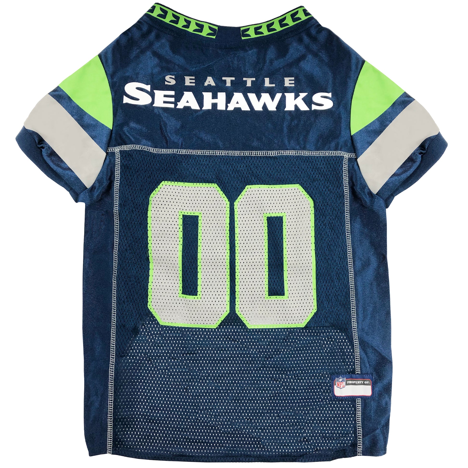 Seattle Seahawks Mesh Dog Jersey, Back View - Trendy Dog Boutique