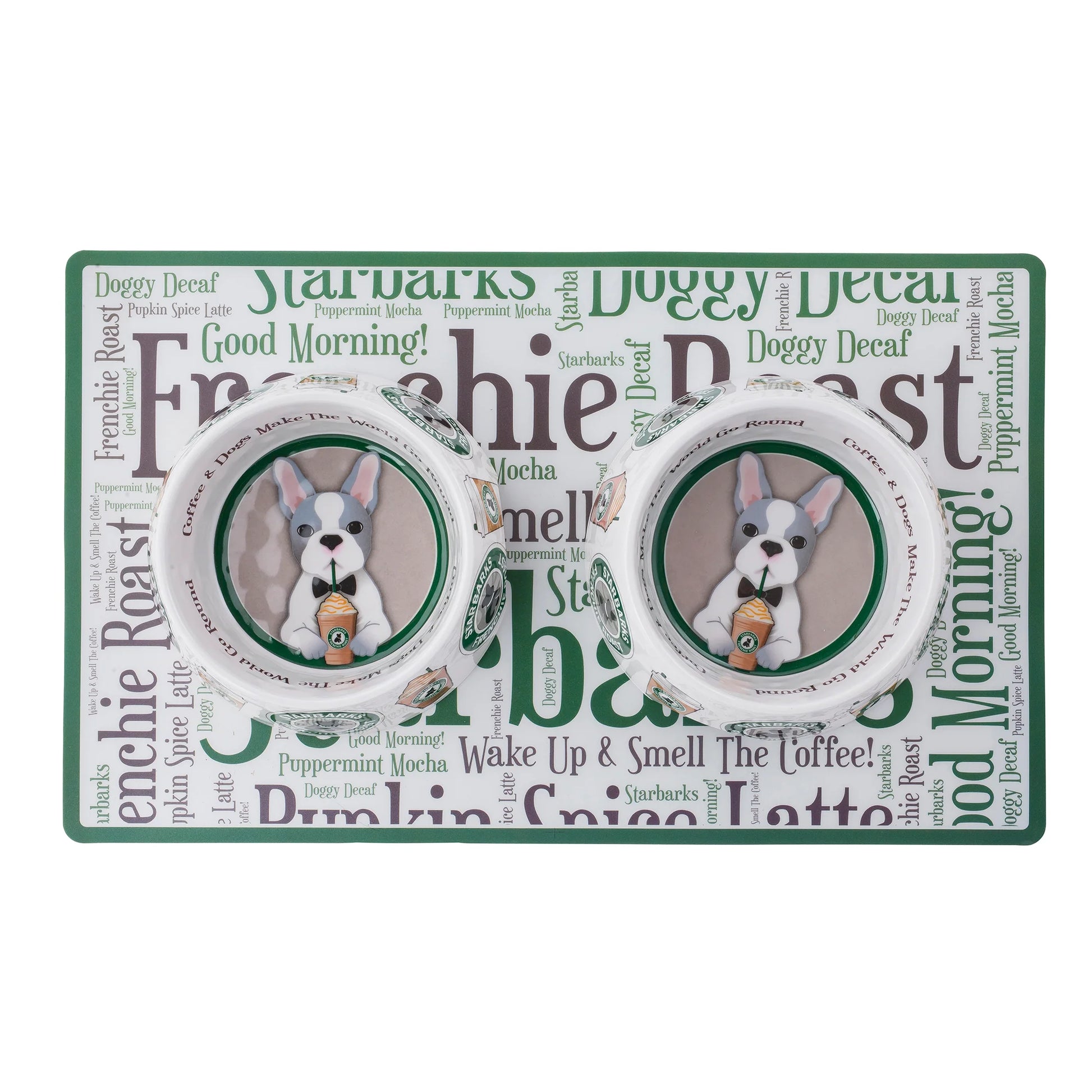 Starbarks Dog Bowls & Mat Set, above - Trendy Dog Boutique